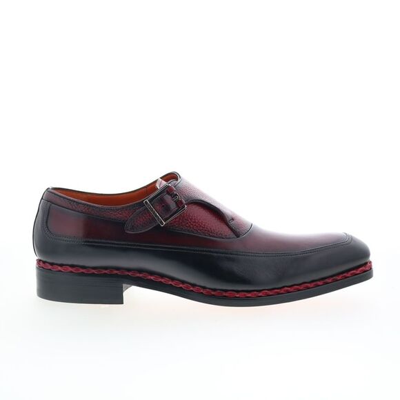 Mezlan Mens Two-Toned Monk Strap Burgundy Shoes (NWT) - Picture 1 of 4